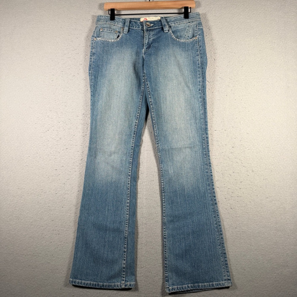 Farlow‎ Jeans Womens Size 9 Medium Wash Rhinestone Embellished Bootcut Denim Y2K